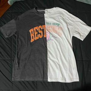 unisex small half-half split tee